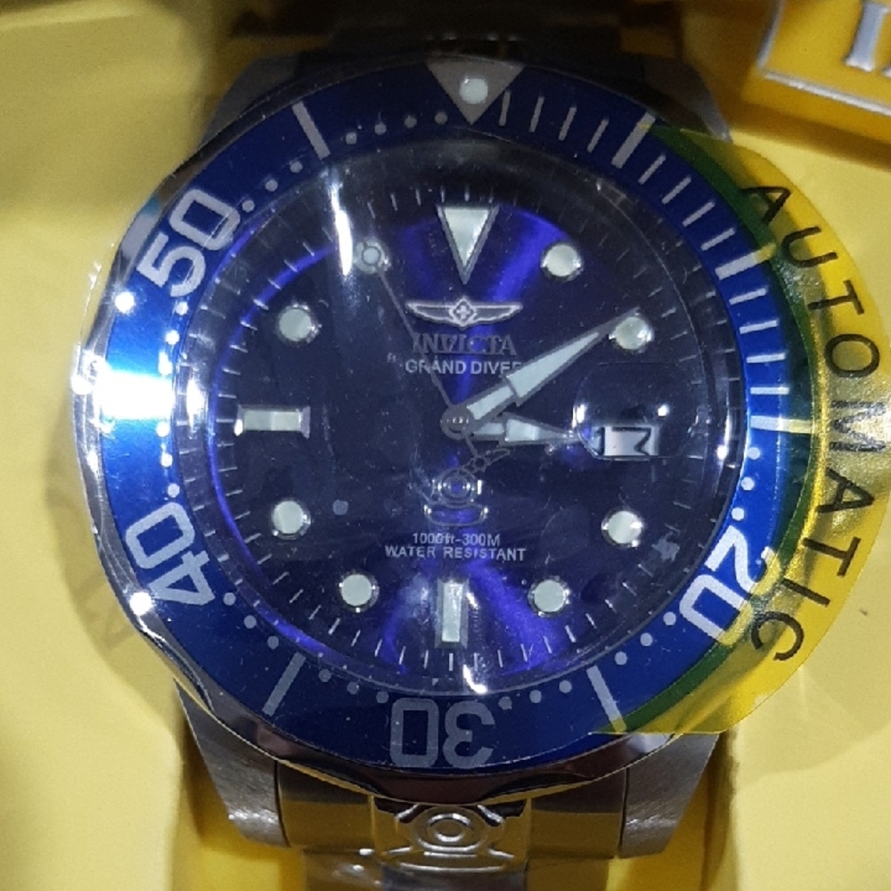 Invicta Blue Dial Stainless Steel Grand Diver Watch 1000Ft 300M